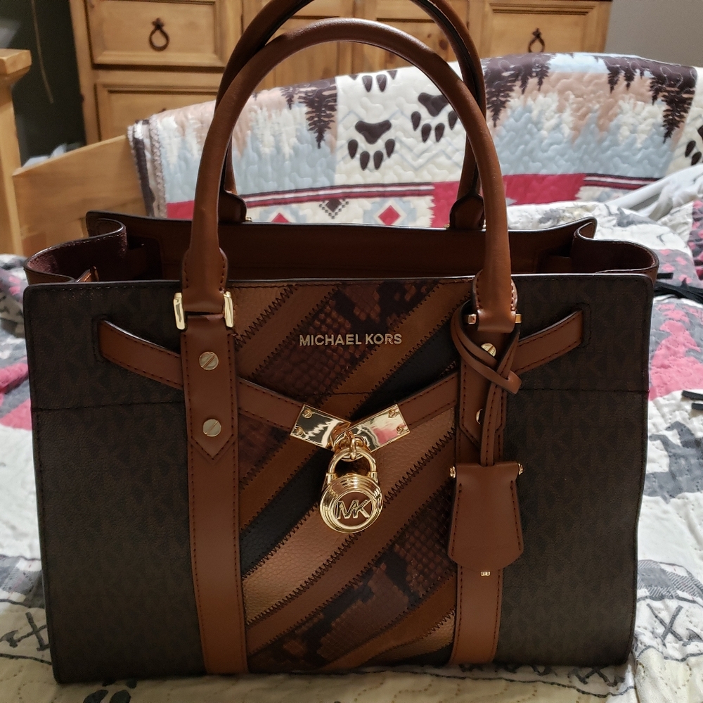 Michael Kors Nouveau Hamilton Luggage Multi large Satchel Tote Purse Bag